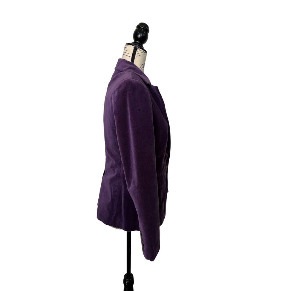 Boden Royal Purple Solid 100% Cotton Fitted Velvet Blazer, 4 - Picture 3 of 9
